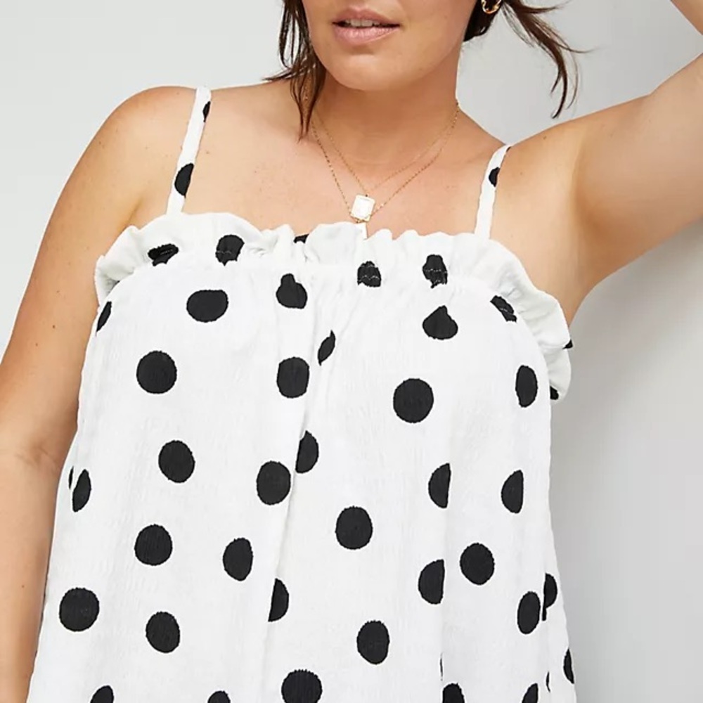 Women’s Anthropologie Current Air Black and White Polka Dot Tank Top Size XL